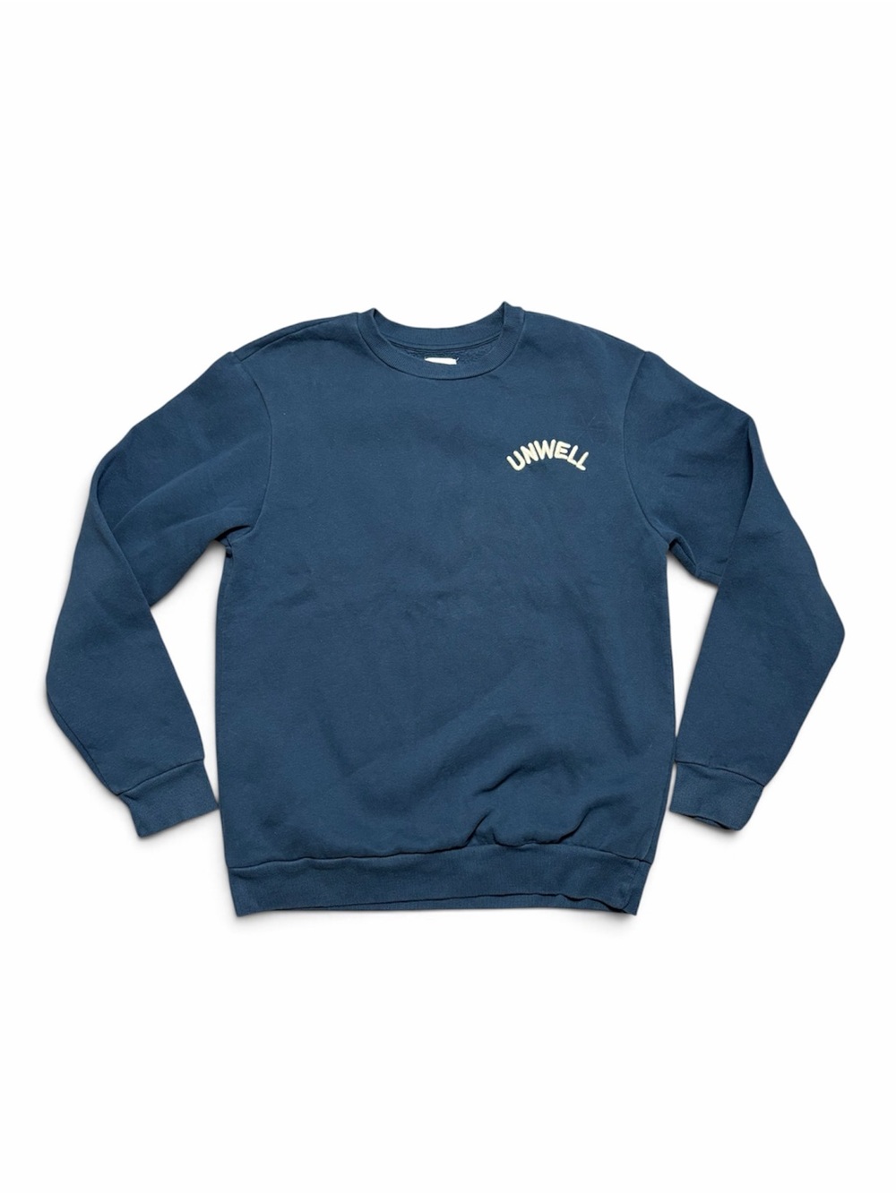 Unwell In Good Company Graphic Crewneck Sweatshirt Navy Blue Size M
